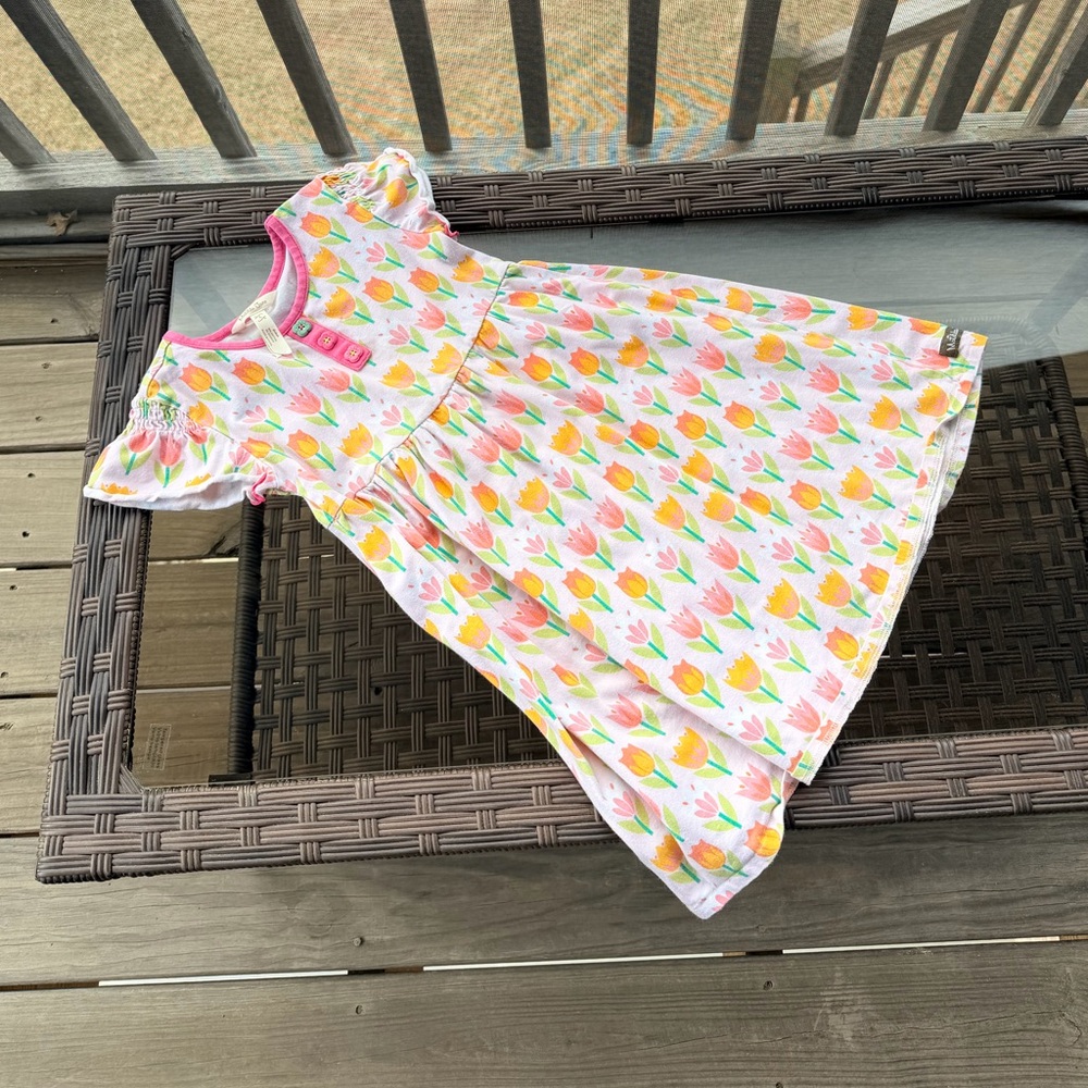Matilda Jane Bright Tulip Print Girls Dress in Pink, Yellow, Green Size 6